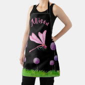 Zwarte Roze Paarse Floral Vrouwennaam Schort (Insitu)