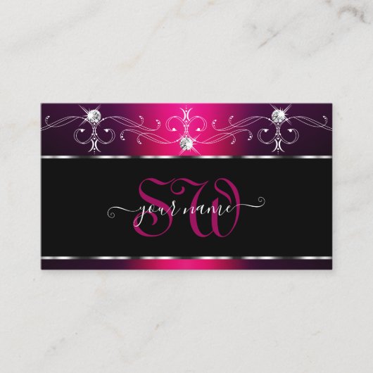 Zwarte Roze Paarse olierijder Sparkle Diamonds Ini Visitekaartje (Voorkant)