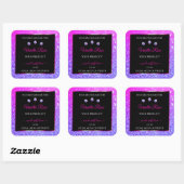 Zwarte Roze Paarse Ombre Glitter-productetiketten Vierkante Sticker (Vel)