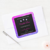 Zwarte Roze Paarse Ombre Glitter-productetiketten Vierkante Sticker (Envelop)