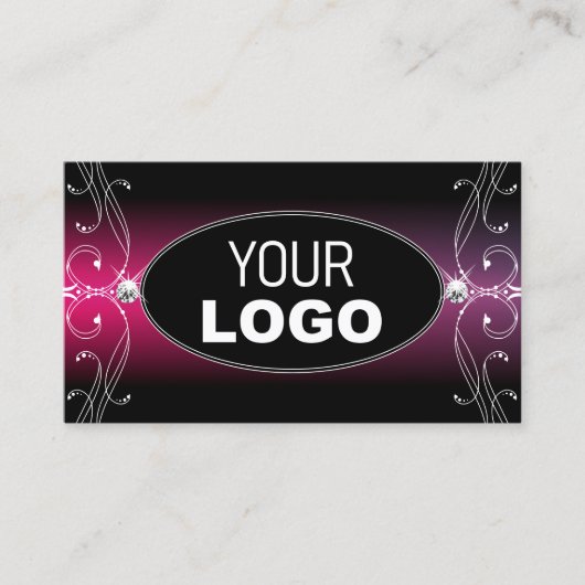 Zwarte roze Paarse  spaardiamanten voegen Logo toe Visitekaartje (Voorkant)