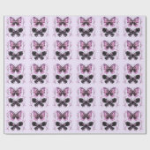Zwarte, roze, Paarse vlinders Cadeaupapier (Vlak)