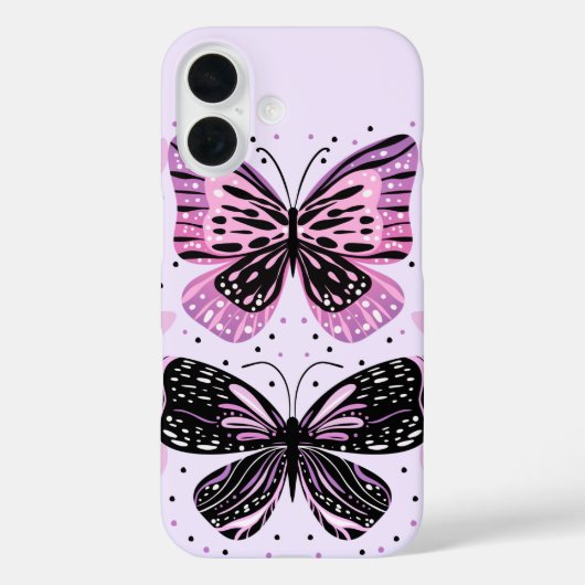 Zwarte, Roze, Paarse Vlinders Case-Mate iPhone Case (Achterkant)