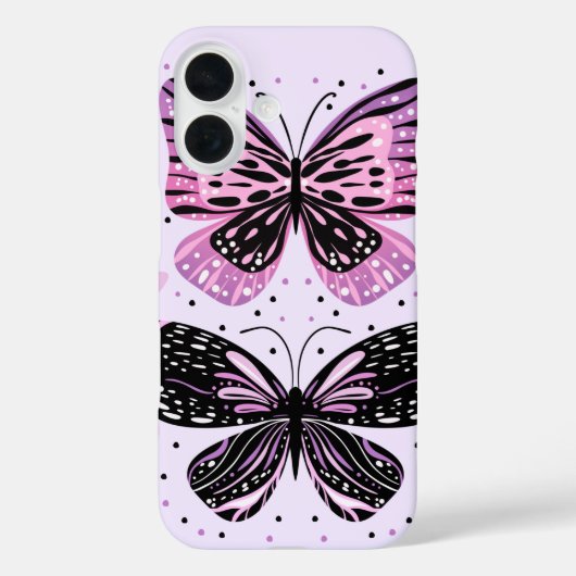 Zwarte, roze, Paarse vlinders Case-Mate iPhone Case (Achterkant)