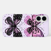 Zwarte, roze, Paarse vlinders Case-Mate iPhone Case (Achterkant (horizontaal))