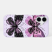 Zwarte, roze, Paarse vlinders iPhone 16 Hoesje (Achterkant horizontaal)