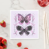 Zwarte, roze, Paarse vlinders Servet (Insitu)