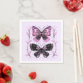 Zwarte, roze, Paarse vlinders Servet (Insitu)