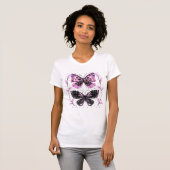 Zwarte, roze, Paarse vlinders T-shirt (Voorkant volledig)