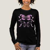 Zwarte, roze, Paarse vlinders Tri-Blend Shirt (Voorkant)
