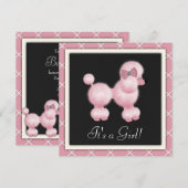 Zwarte Roze Poedel Baby Douche Uitnodigingen (Voorkant / Achterkant)