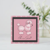 Zwarte Roze Poedel Baby Douche Uitnodigingen (Staand voorkant)