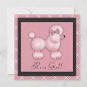 Zwarte Roze Poedel Baby Douche Uitnodigingen (Voorkant)