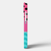 Zwarte roze polka stippen turquoise chevrons monog Case-Mate iPhone case (Achterkant / Links)