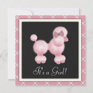 Zwarte Roze Poodle Baby Shower Uitnodigingen