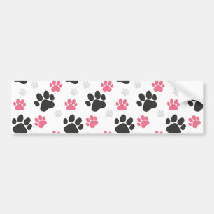 Zwarte Roze Pootafdruk Hondeneigenaar Puppy Liefhe Bumpersticker