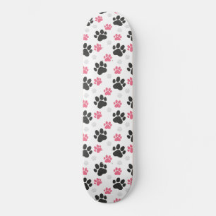 Zwarte Roze Pootafdruk Hondeneigenaar Puppy Liefhe Persoonlijk Skateboard