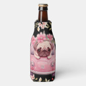 Zwarte roze puppy in de auto flesjeskoeler (Fles Voorkant)