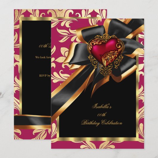 Zwarte roze roodbruine kont 2 kaart (Voorkant / Achterkant)