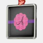 Zwarte roze roze monogram metalen ornament (Links)