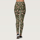 Zwarte Roze Rozen Bloemstuk Leggings (Achterkant)