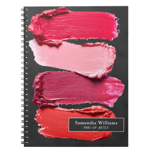 Zwarte roze schoonheidssalon make-up artistieke li notitieboek (Voorkant)