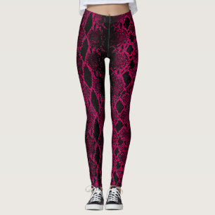 Zwarte roze slangenhuid leggings