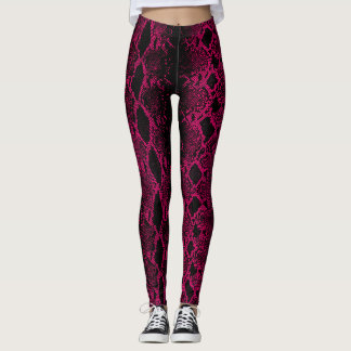 Zwarte roze slangenhuid leggings
