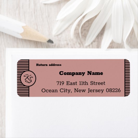 Zwarte & Roze Small Company Custom Text & Initiale Etiket (Insitu)