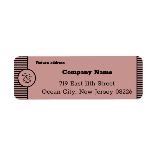 Zwarte & Roze Small Company Custom Text & Initiale Etiket (Voorkant)