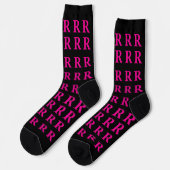 Zwarte roze sokken met op maat gemaakte monogram i (Links)