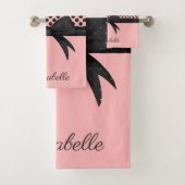 Zwarte roze Stippen en lint Bad Handdoek (Insitu)