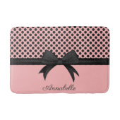 Zwarte roze Stippen en lint Badmat (Voorkant)