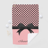 Zwarte roze Stippen en lint Golfhanddoek (Insitu)
