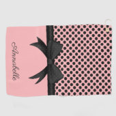 Zwarte roze Stippen en lint Golfhanddoek (Horizontaal)