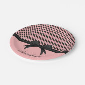 Zwarte roze Stippen en lint Papieren Bordje (Gekanteld)