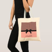 Zwarte roze Stippen en lint Tote Bag (Voorkant (product))