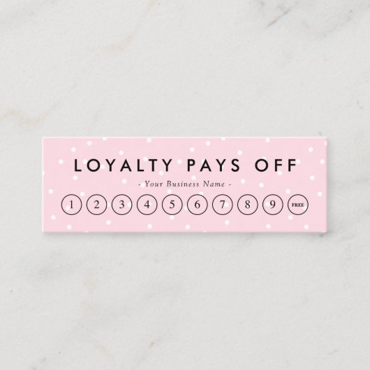 Zwarte & Roze Stippen Loyalty Punch Kaart (Voorkant)