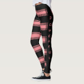 Zwarte Roze Streep Leggings met Tekst (Links)