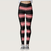 Zwarte Roze Streep Leggings met Tekst (Voorkant)