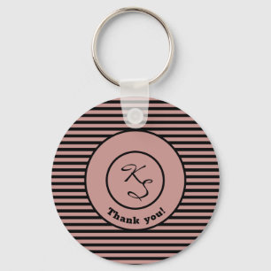Zwarte & Roze Strepen Aangepast Monogram, Bedrijfs Sleutelhanger