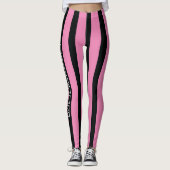 Zwarte roze stripes Comfy Name Sportkleding Workou Leggings (Voorkant)