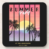 Zwarte Roze Synthwave Zomerfeest Bier Onderzetter (Voorkant)