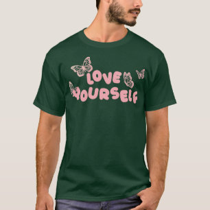 Zwarte roze vlinder houdt van jezelf t-shirt