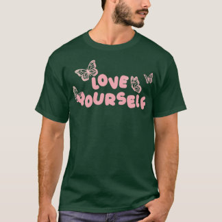 Zwarte roze vlinder houdt van jezelf t-shirt