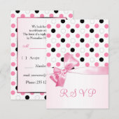 Zwarte, roze, witte poka punten RSVP (Voorkant / Achterkant)