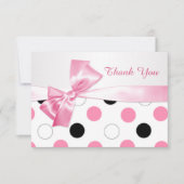 Zwarte, roze, witte polka dot Bat Mitswa Bedankt (Voorkant)