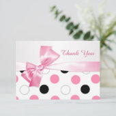 Zwarte, roze, witte polka dot Bat Mitswa Bedankt (Staand voorkant)