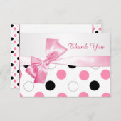 Zwarte, roze, witte polka dot Bat Mitswa Bedankt (Voorkant / Achterkant)