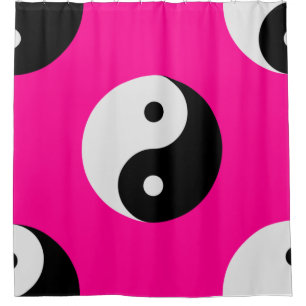 zwarte roze yang douchegordijn